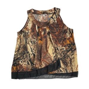 Vintage Dressbarn Top Womens XL Abstract Sequin Faux Wrap Sleeveless Y2K 90s